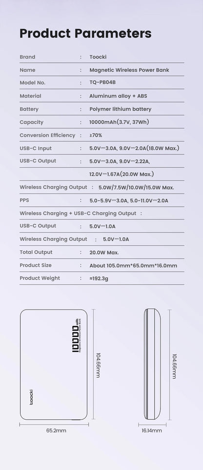 Magnetic Wireless Power Bank 10000mAh 20W Fast Charger for iPhone