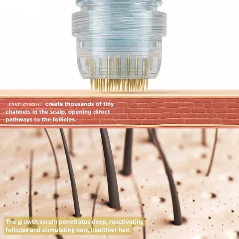 Microneedle Hair Regrowth Serum Kit - Scalp Nourishing & Micro-Infusion Treatment - 3