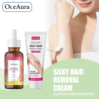Gentle Body Hair Removal Cream & Soothing Aftershave Oil Set