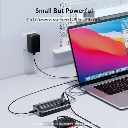 7-Port Powered USB 3.2 Hub with Fast Charging for Laptop & PC