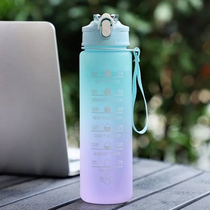 Motivational 750ml Sports Water Bottle with Time Marker & Leak-Proof Straw