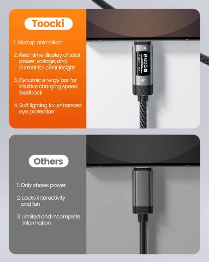240W USB-C Fast Charging Cable with Real-Time OLED Power Display