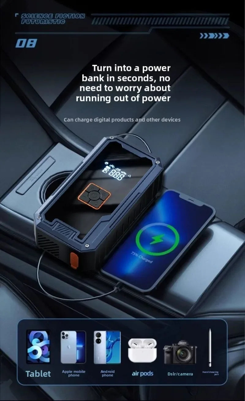 3000A Car Jump Starter with 150PSI Air Compressor & 99800mAh Power Bank