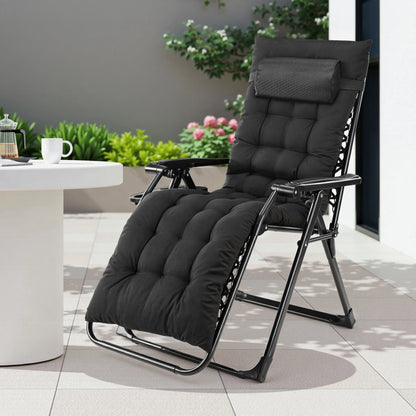 Zero Gravity Recliner Chair - Foldable Outdoor Patio Lounger with Cushion