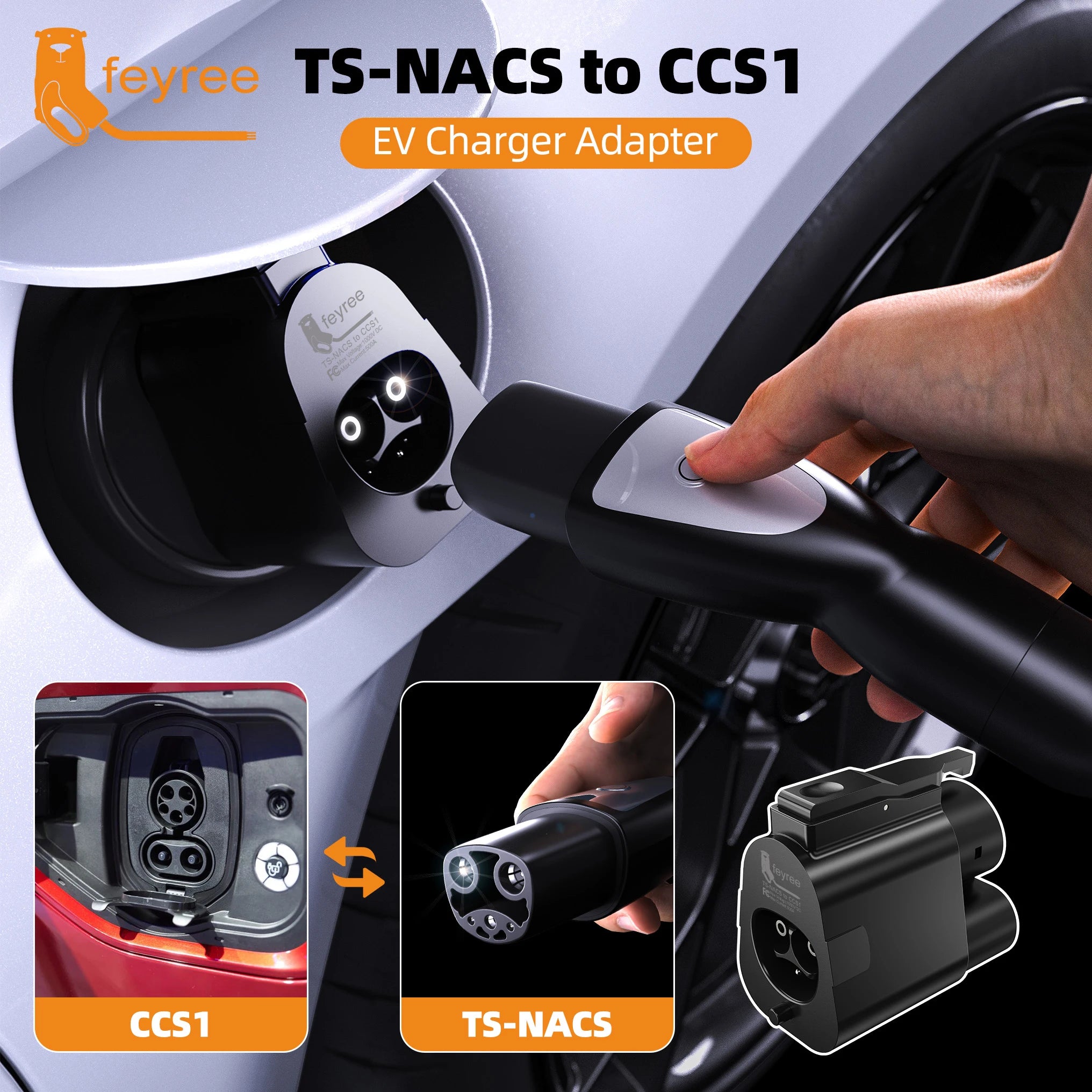 NACS to CCS1 EV Charging Adapter - Fast 500A DC Charging for Ford, GM, Rivian - 11