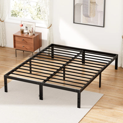 Heavy-Duty Metal Platform Bed Frame - Sturdy Steel Slat Support