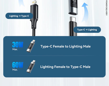 Universal Type-C to Lightning OTG Adapter 60W Fast Charging Converter