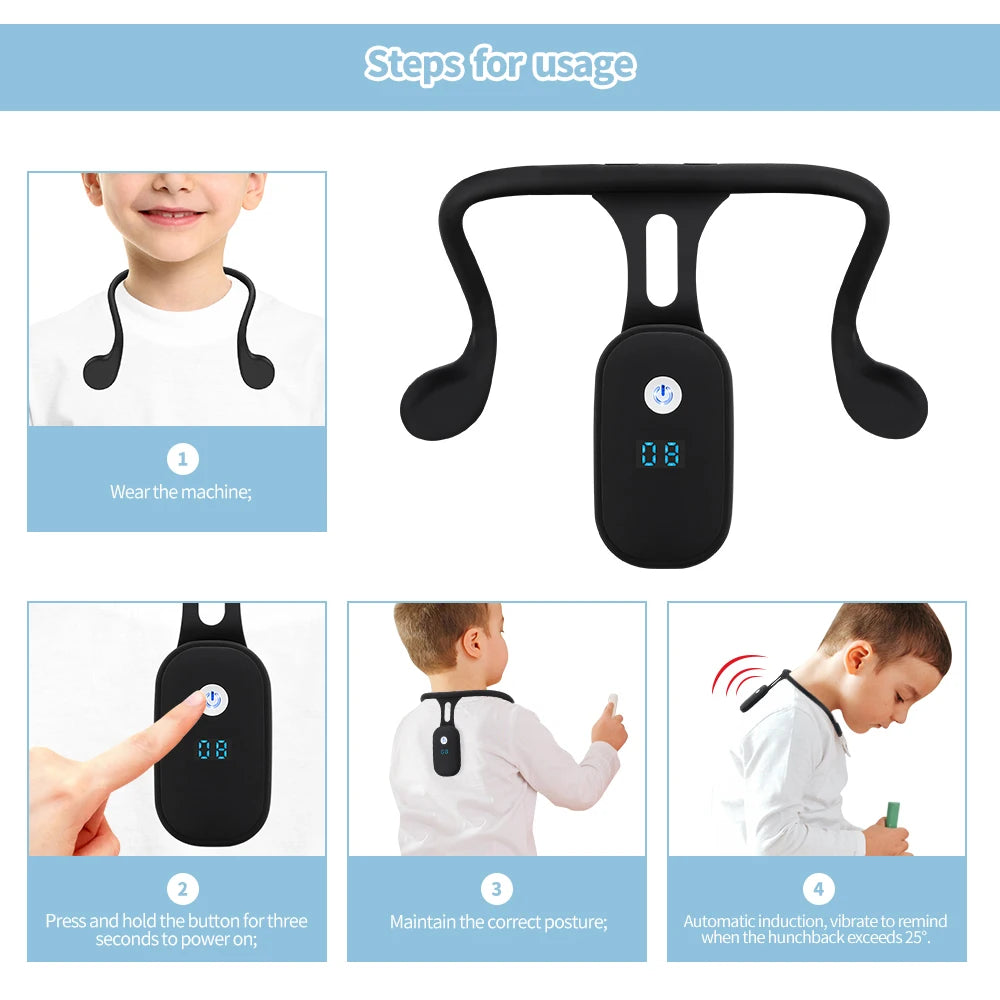 Smart Posture Corrector with LCD Display - Intelligent Back Alignment & Vibration