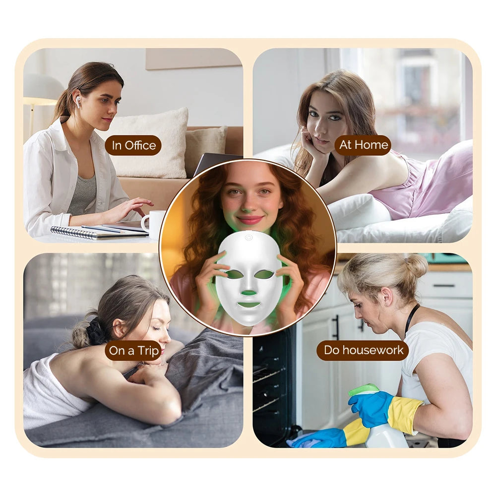 Wireless 7-Color LED Facial Mask for Anti-Aging & Acne - 13