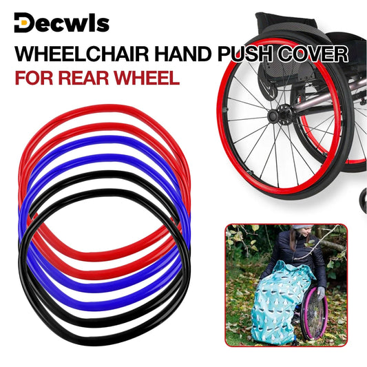 24-Inch Wheelchair Non-Slip Push Rim Covers - Silicone Hand Wheel Grips (1 Pair)