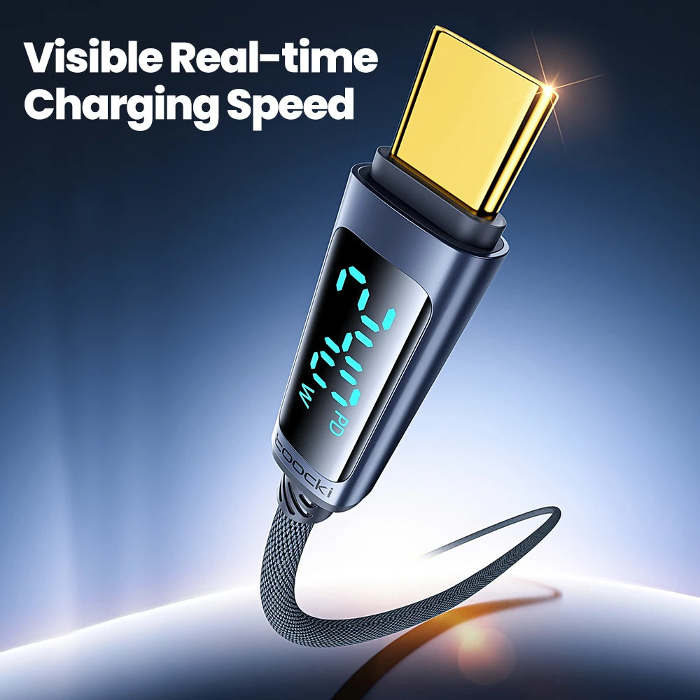 240W USB-C to USB-C Fast Charging Cable with Digital Power Display