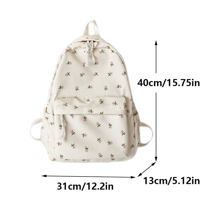 Luxury Floral Nylon School Backpack