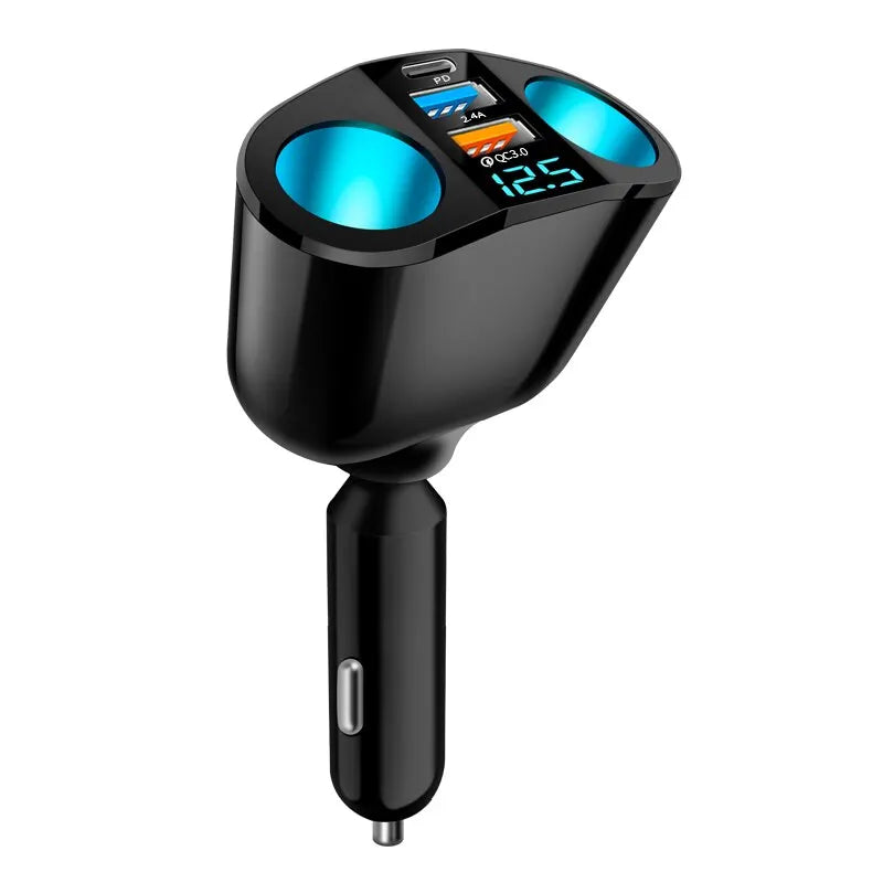 Dual-Port Fast Car Charger Adapter with Real-Time Digital Display - 16