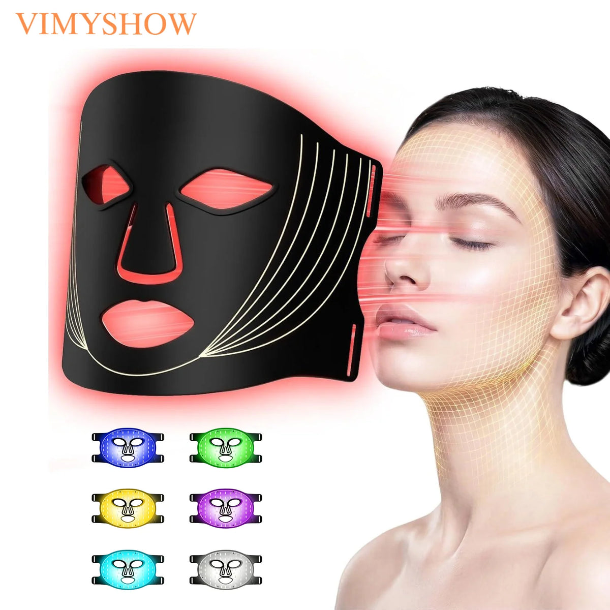 7-Color LED Facial Mask - Rechargeable Silicone Light Therapy Skin Care Device