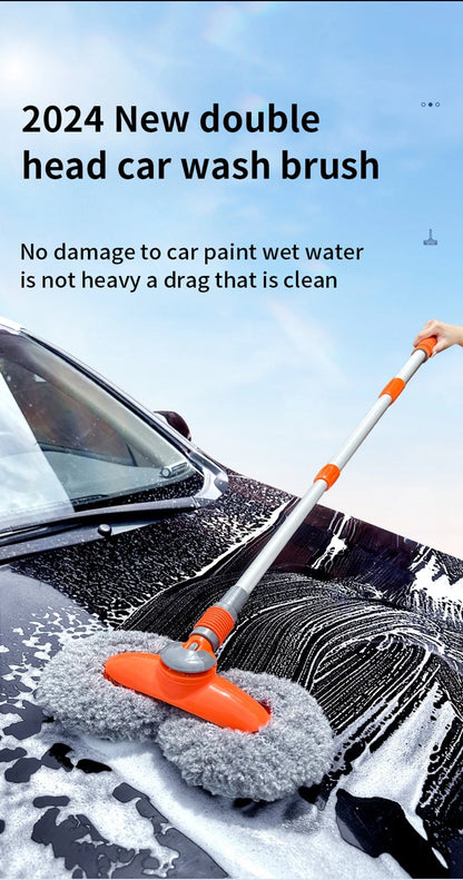 Double Head Telescopic Car Wash Mop - Microfiber Chenille Brush