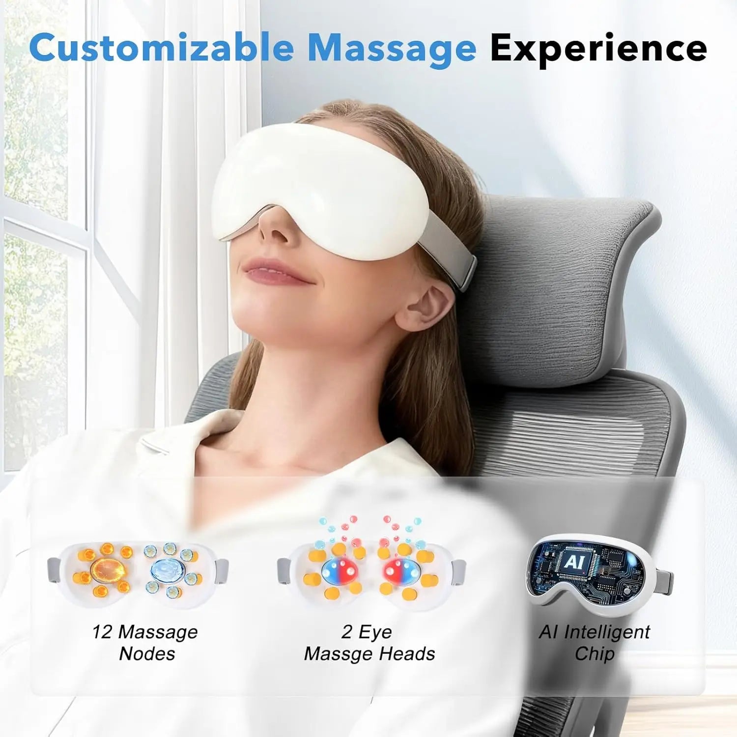Smart Eye Massager with Cooling & Vibration for Eye Strain and Puffiness Relief - 8