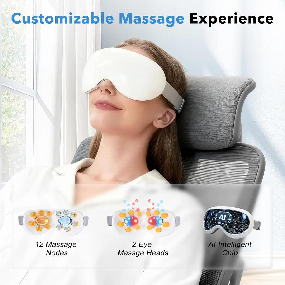 Smart Eye Massager with Cooling & Vibration for Eye Strain and Puffiness Relief