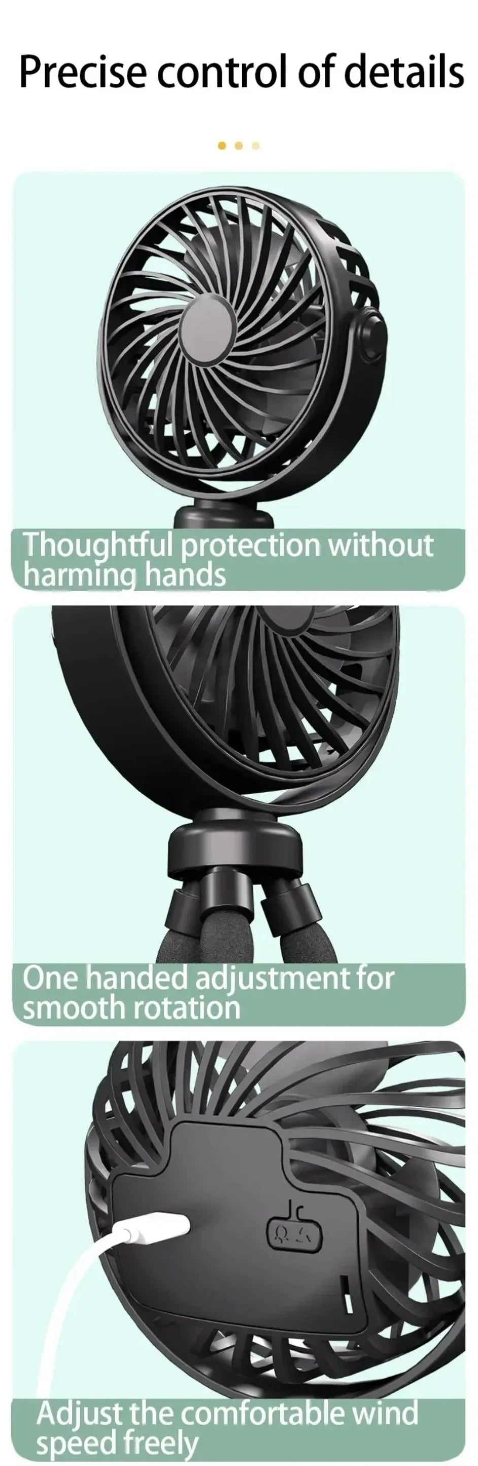 Portable Octopus Baby Stroller Fan - Flexible Tripod USB Rechargeable Fan