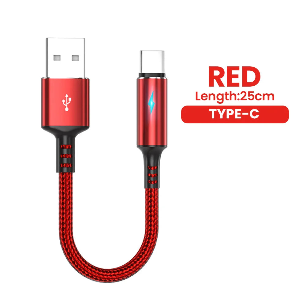 Short 0.25M USB Type-C & Micro USB Fast Charging Cable for Power Banks