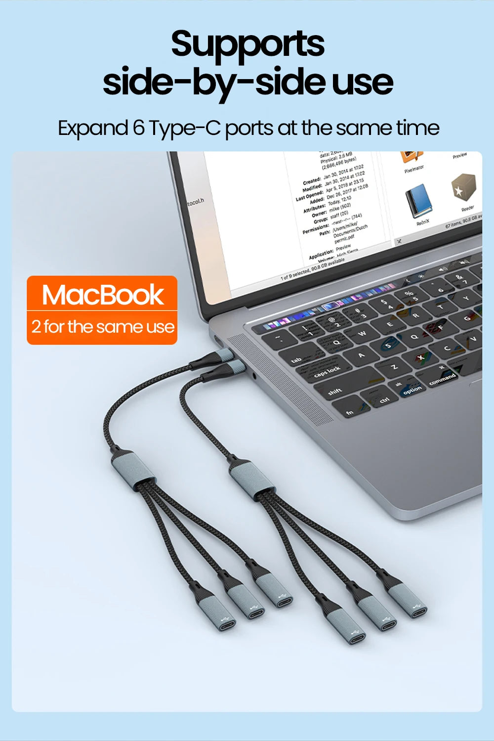 USB-C to 3-Port USB 3.0 Hub Adapter - High-Speed Data & OTG Splitter - 15
