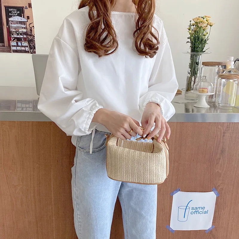 Luxury Woven Straw Bucket Bag