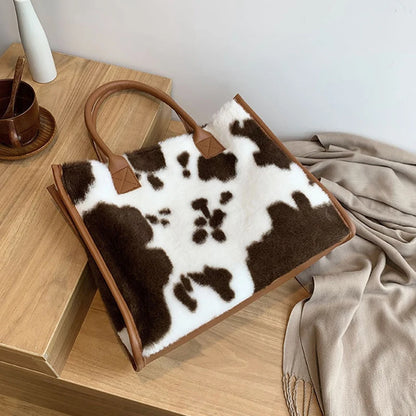 Luxury Fluffy Animal Print Tote