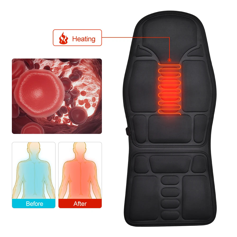 Electric Full-Body Vibrating Massage Chair Cushion with Soothing Heat Therapy - 16