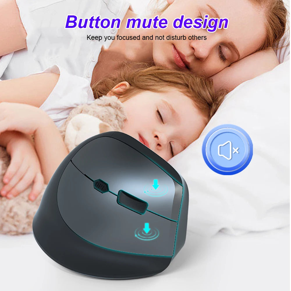 Wireless Ergonomic Vertical Mouse - Silent 6-Button Optical Gaming Mouse