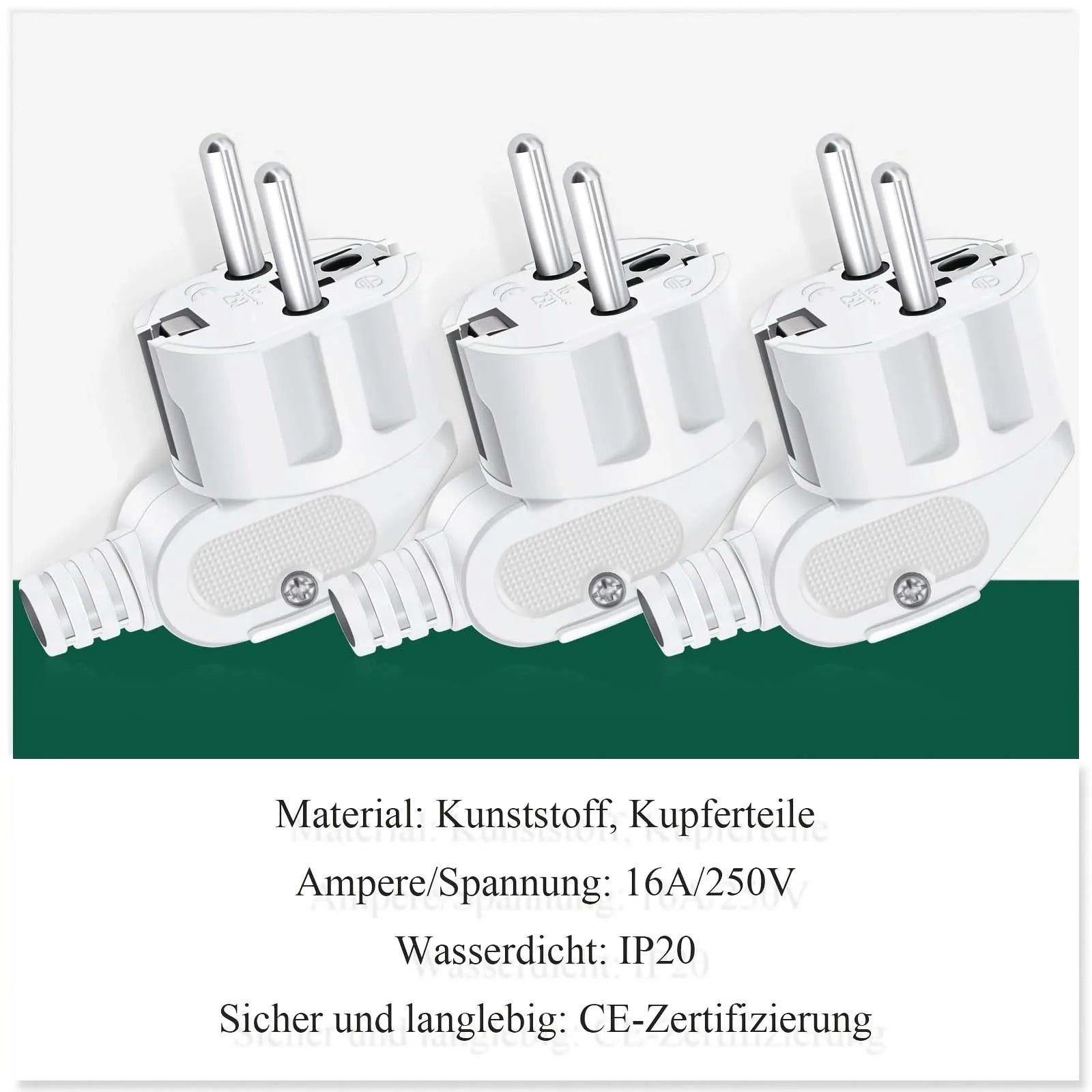 3PCS IP44 Schuko EU Plug Male Replacement Connector 16A 250V Waterproof - 4