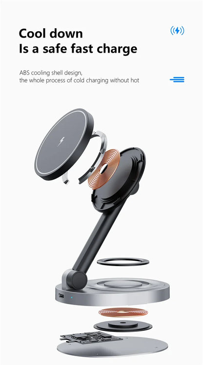 2-in-1 Foldable Magnetic Wireless Charging Station for iPhone & Apple Watch