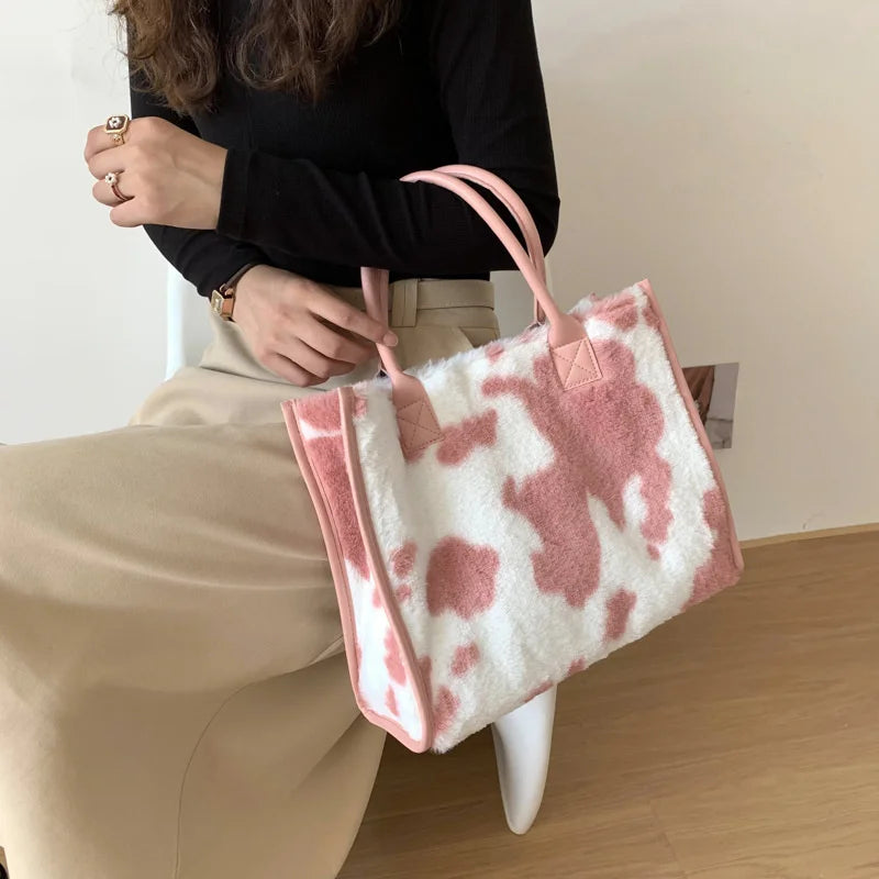 Luxury Fluffy Animal Print Tote