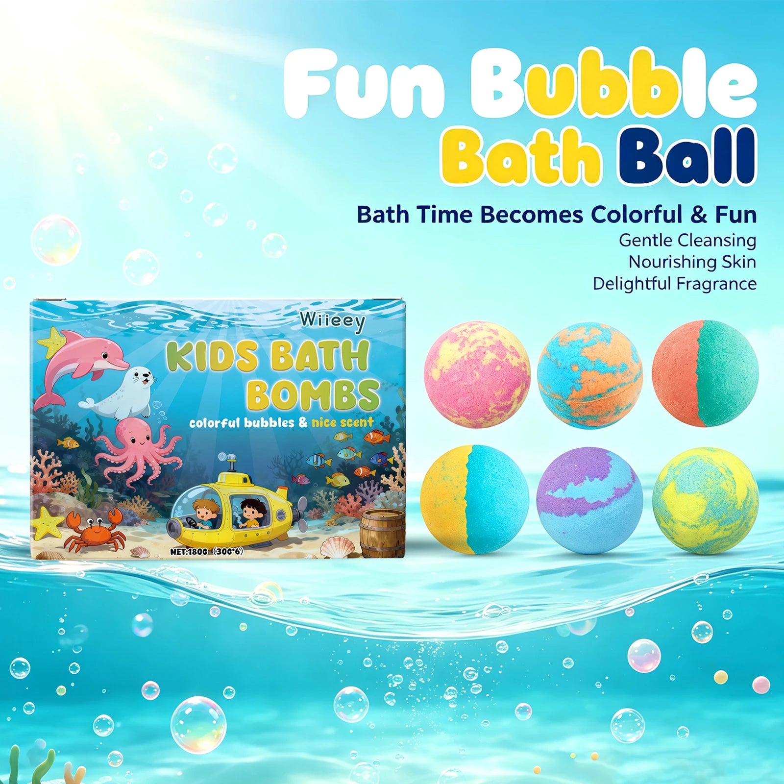 Kids Fun Fizzy Bath Bomb Set - Gentle Moisturizing Bubble Bath for Boys and Girls - 2