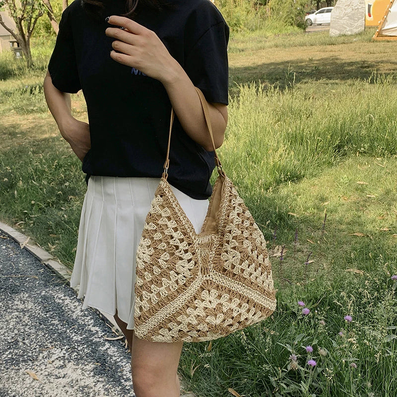 Luxury Woven Straw Beach Bag