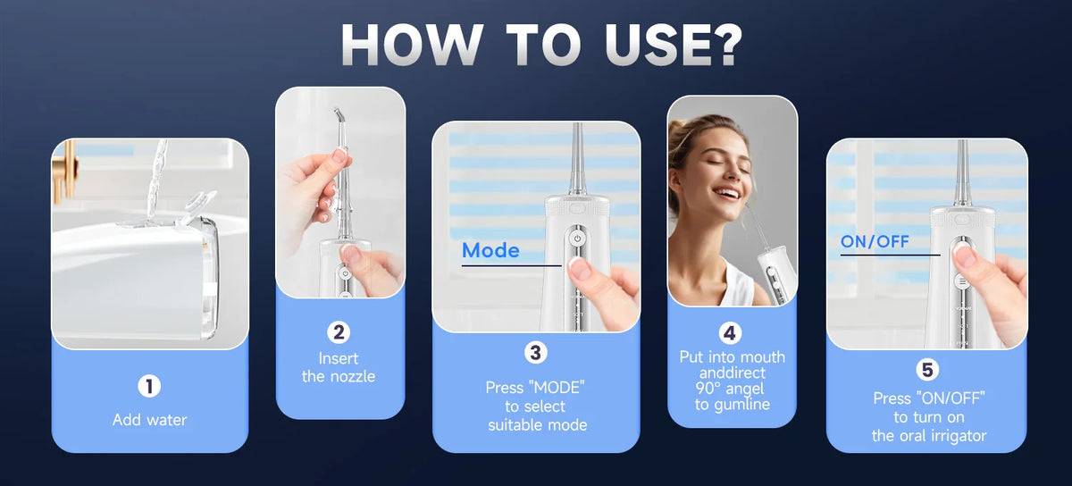 Electric Cordless Water Flosser - Portable Oral Irrigator with 4 Cleaning Modes