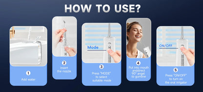 Electric Cordless Water Flosser - Portable Oral Irrigator with 4 Cleaning Modes