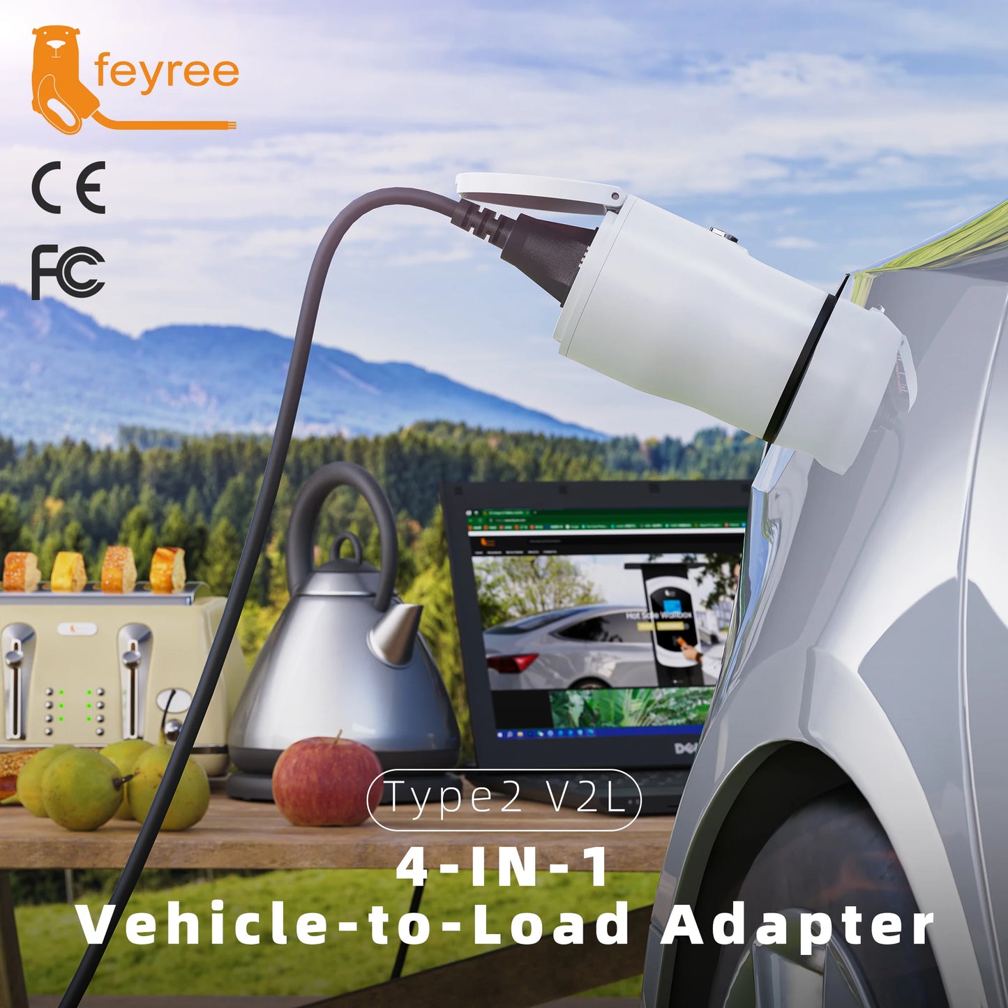 Type 2 V2L Discharger Adapter for EVs - Power Your Devices On The Go