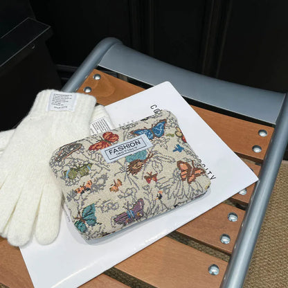 Luxury Retro Floral Canvas Clutch