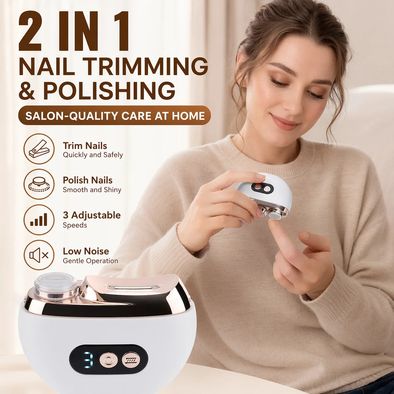 Electric Automatic Nail Clipper and Trimmer with LED Display - 1