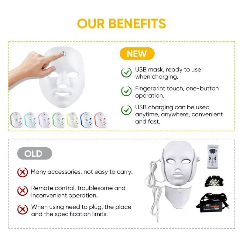 7-Color LED Photon Therapy Facial Mask for Skin Rejuvenation & Face Lifting - 6