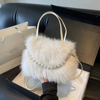 Luxury Plush Pearl Handbag