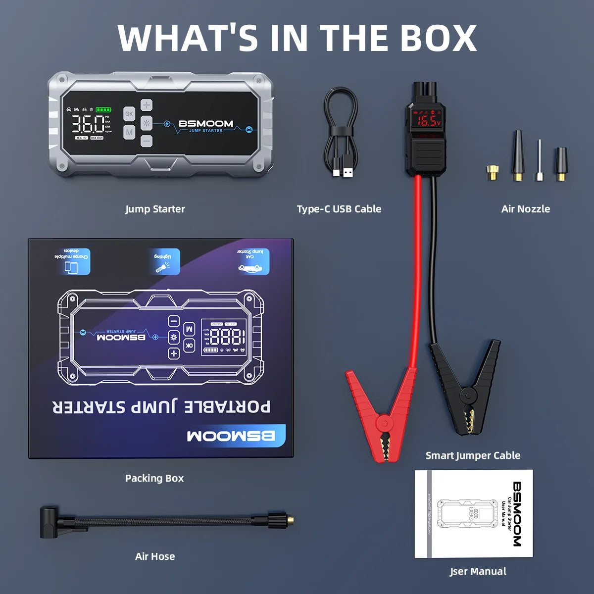 7000A Portable Car Jump Starter with 150PSI Air Compressor & Power Bank - 27