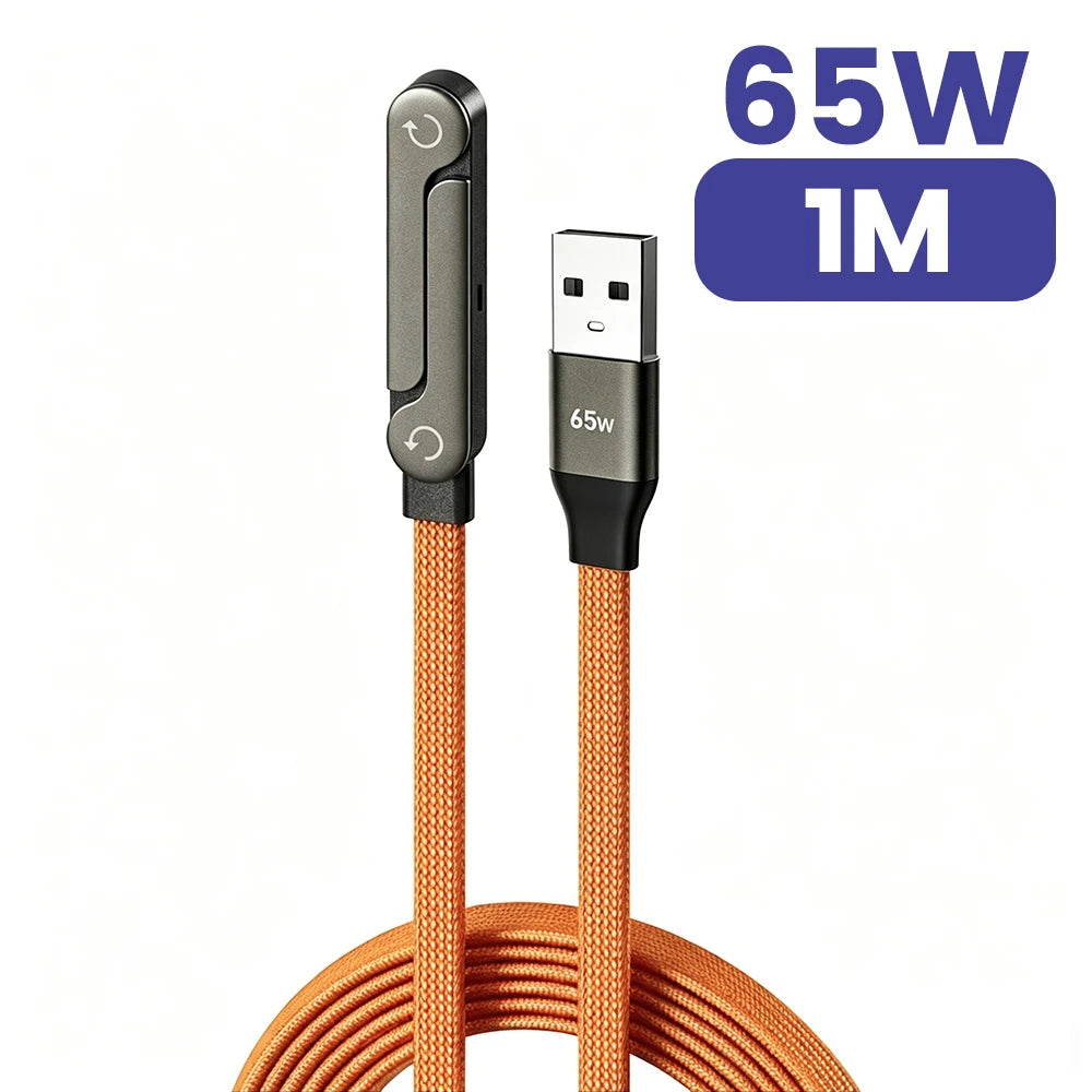 65W Fast Charging USB-C Cable with Built-In Foldable Phone Stand