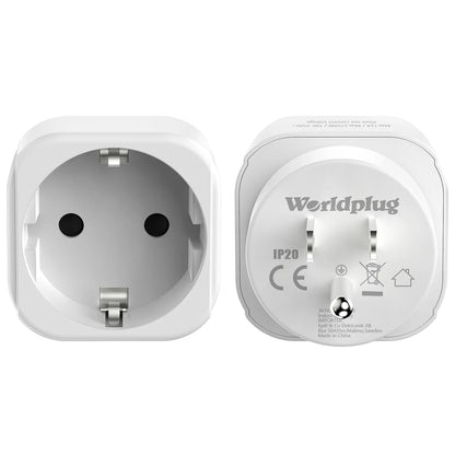 Universal Travel Plug Adapter 2-Pack - Convert EU to US, IT, CH, SA