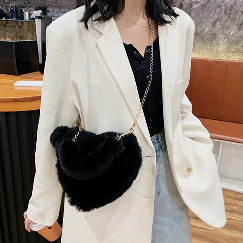 Luxury Plush Heart Handbag