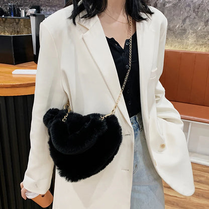 Luxury Plush Heart Handbag