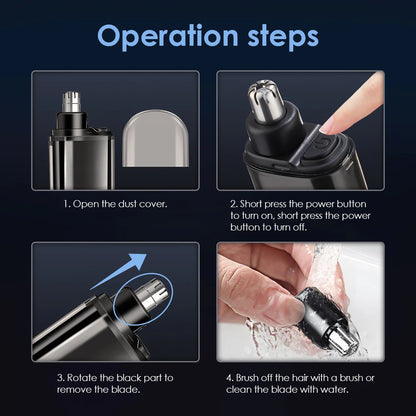 Professional Electric Nose & Ear Hair Trimmer with LED Battery Display