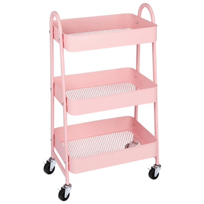 3-Tier Rolling Storage Utility Cart with Lockable Wheels for Home
