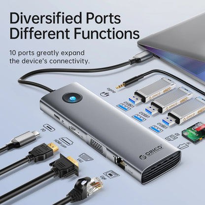 ORICO 10-in-1 USB-C Docking Station 4K HDMI Hub for Laptop & MacBook