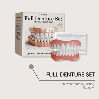 Comfort Fit Temporary Denture Set - Realistic Smile Repair Kit for Upper & Lower Teeth