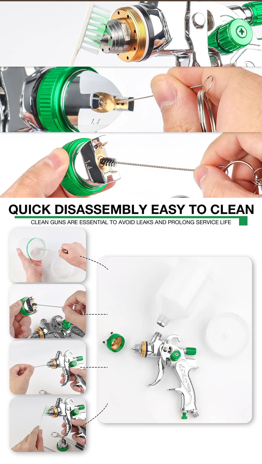 Professional HVLP Gravity Feed Spray Paint Gun Kit - 1.4/1.7/2.0mm Nozzles